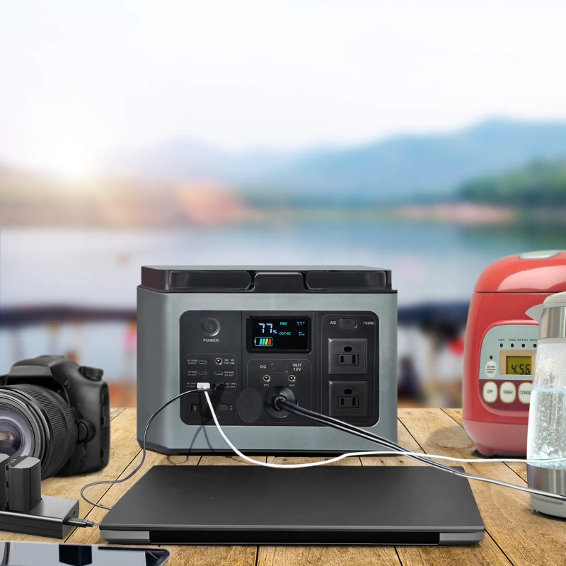 Outsunny Portable Power Station, 614Wh Outdoor Generator, LiFePO4 Battery with PD Fast Fully Charging, 2x110V/600W Pure Sine Wave AC Outlets, Power Supply for Road Trip Camping, Outdoor Adventure