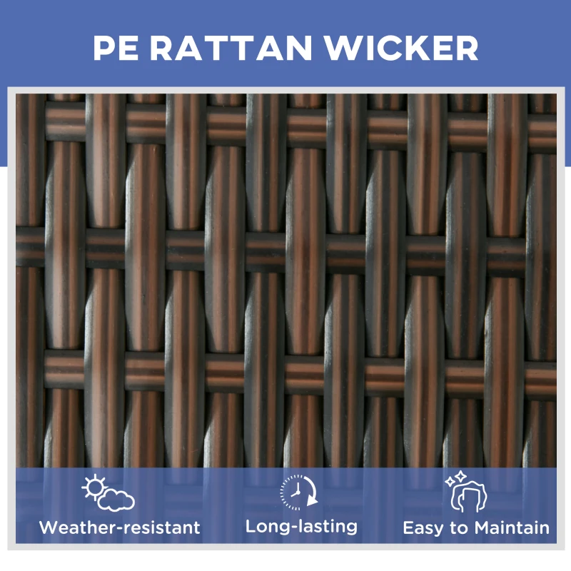 Outsunny Patio Rattan Lounge Set, Wheeled Wicker Chaise Lounge Chair and Table with Tempered Glass Top, Dark Blue