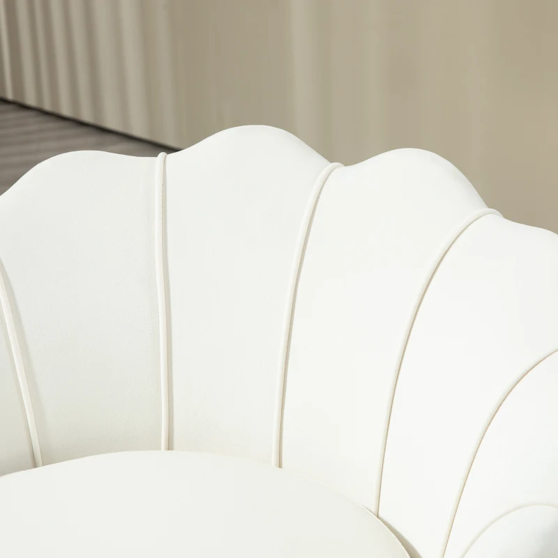 HOMCOM Modern Accent Chair, Velvet-Touch Fabric Leisure Club Chair with Gold Metal Legs for Bedroom, Cream White