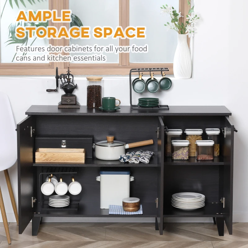 HOMCOM Sideboard Buffet Cabinet, Kitchen Cabinet with Adjustable Shelf, Coffee Bar Cabinet, Dark Walnut