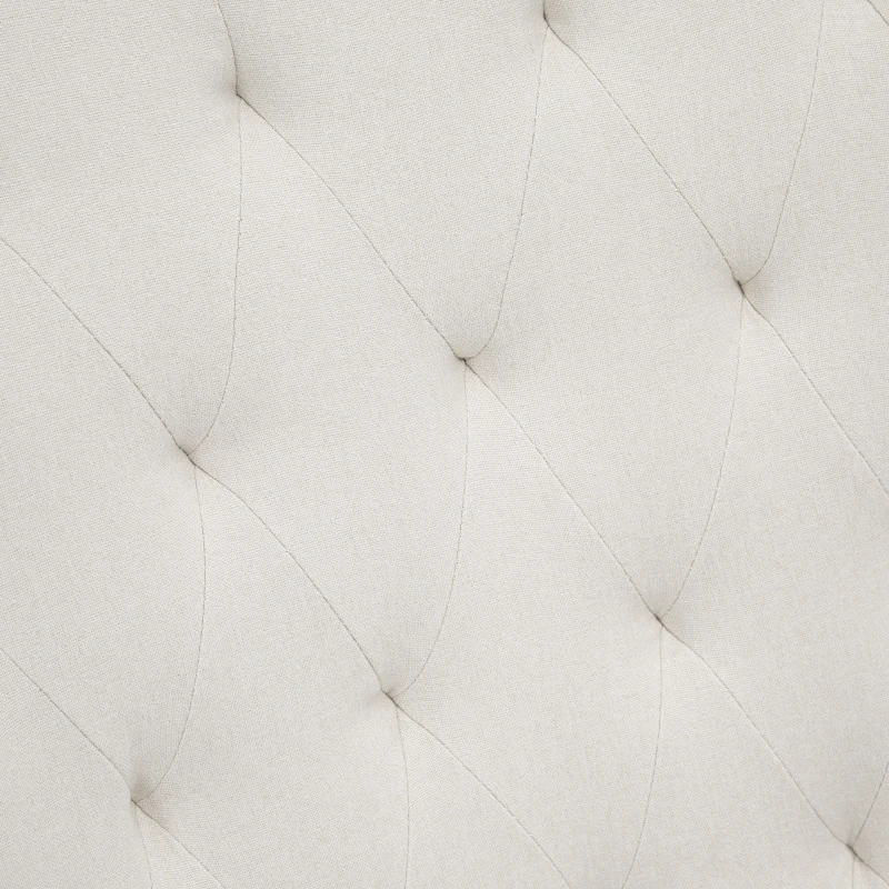 HOMCOM Mid-Century Fabric Rocking Chair Sofa Armchair Tufted Rocker Wingback Accent Chair with Padded Seat, Rubber Wood Base for Home Studio, Bedroom, Living Room, Cream White
