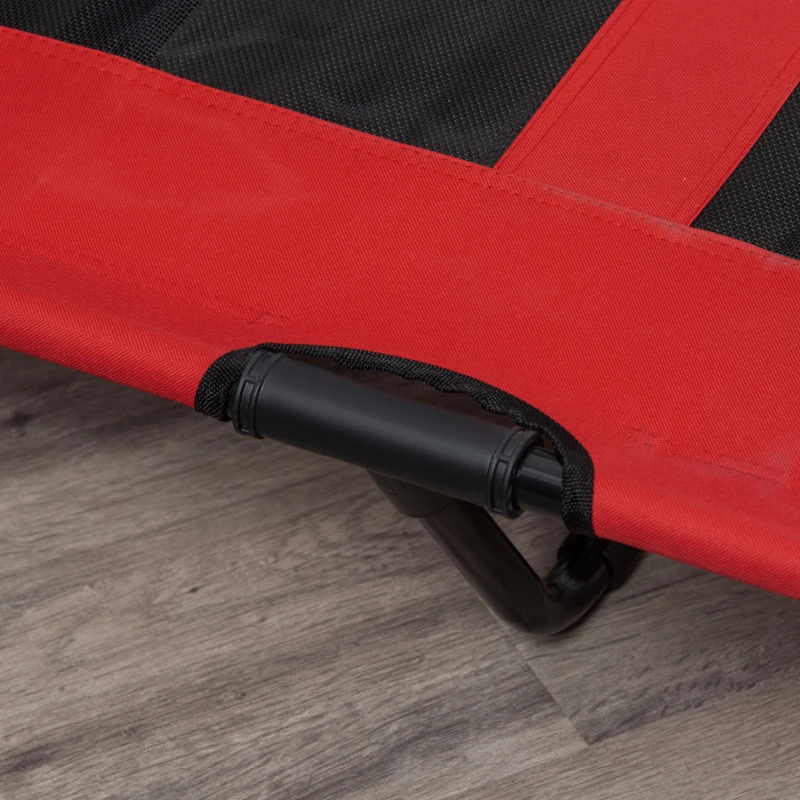 PawHut Elevated Dog Bed, Raised Dog Cot for XL Sized Dogs, Indoor & Outdoor, 48" x 36" x 9", Red