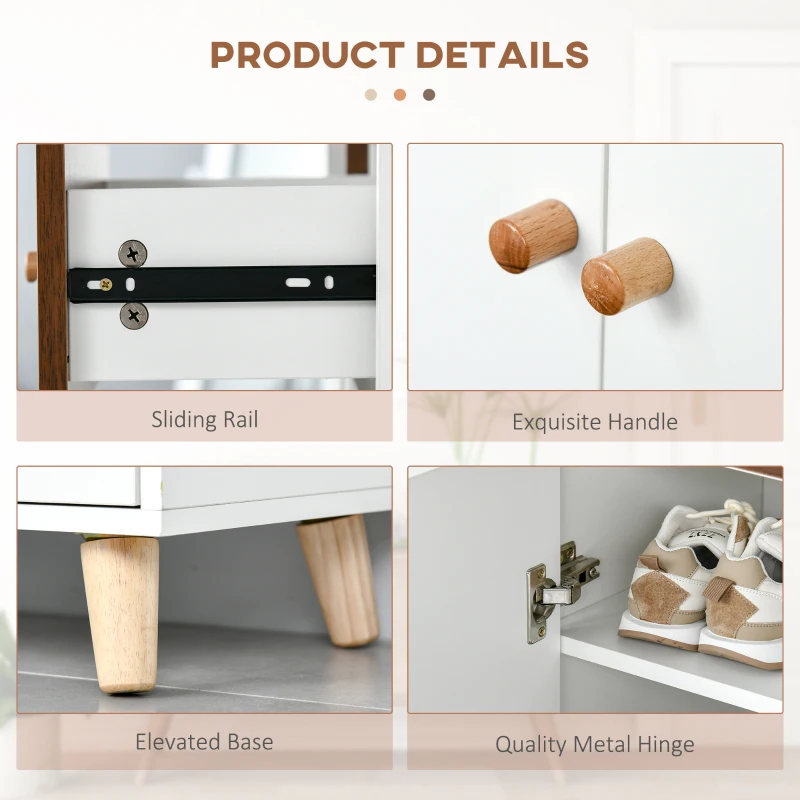 HOMCOM Shoe Cabinet with Doors for Entryway Modern Storage Organizer with Shelves Drawers for Hallway for 12 pairs Walnut