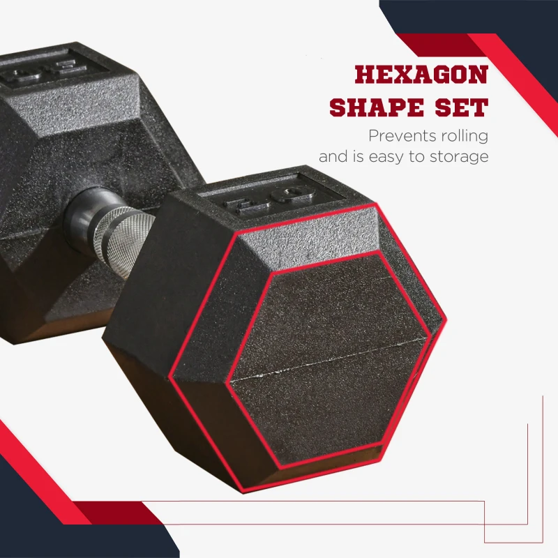 Soozier Rubber Dumbbells Weight Set, Total 60lbs, 30lbs Each, Dumbbell Hand Weight for Body Fitness Training for Home Office Gym, Black