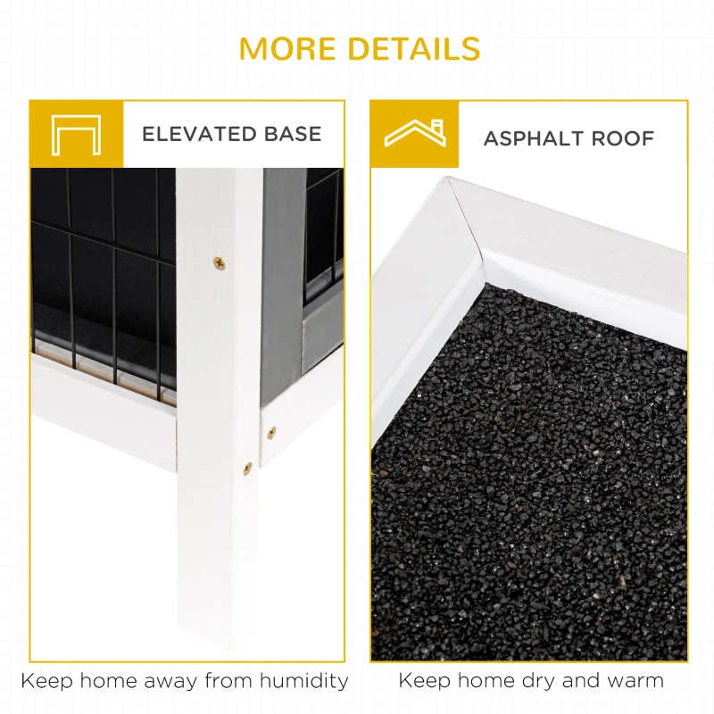 PawHut 54" 2-Story Large Rabbit Hutch Bunny Cage Wooden Pet House Small Animal Habitat with Lockable Doors, No Leak Tray and waterproof Roof for Rabbits, Chickens, Ducks, Outdoor/Indoor Dark Gray