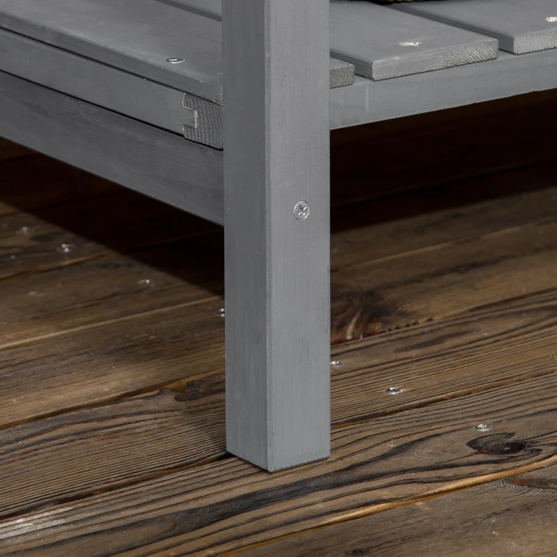 Outsunny Wooden Raised Garden Bed, Elevated Planter Box Stand with 8 Slots and Open Shelf, Dark Gray