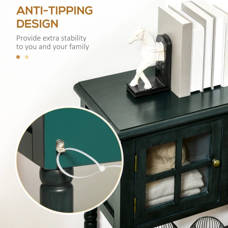 HOMCOM Vintage Console Table with 2 Drawers and Cabinets, Retro Sofa Table for Entryway, Living Room and Hallway, Vintage Blue