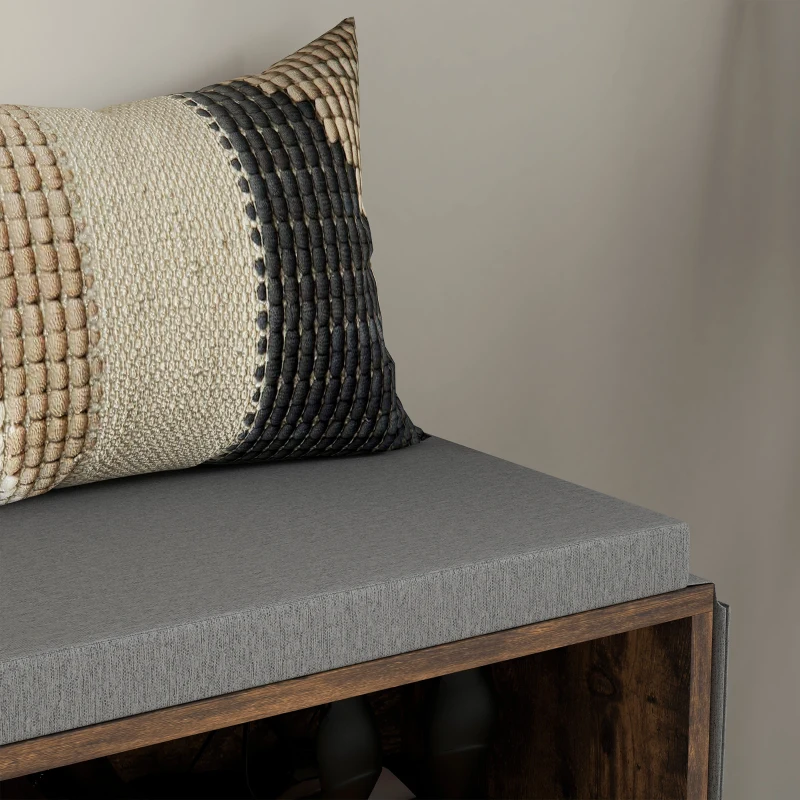 HOMCOM Upholstered Shoe Storage Bench w/ Seat, Entrance Bench w/ Drawer Open Shelves and Pocket for Hallway, Rustic Brown