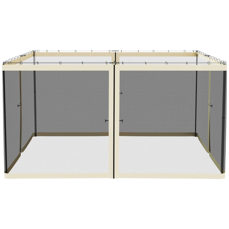 Outsunny Replacement Mosquito Netting for Gazebo 13' x 13' Black Screen Walls for Canopy with Zippers for Parties and Outdoor Activities, Cream White