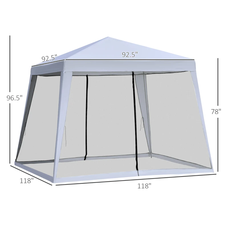 Outsunny 10'x10' Outdoor Canopy Tent, Slant Leg Sun Shelter with Mesh Sidewalls, Patio Tents for Parties, Grey