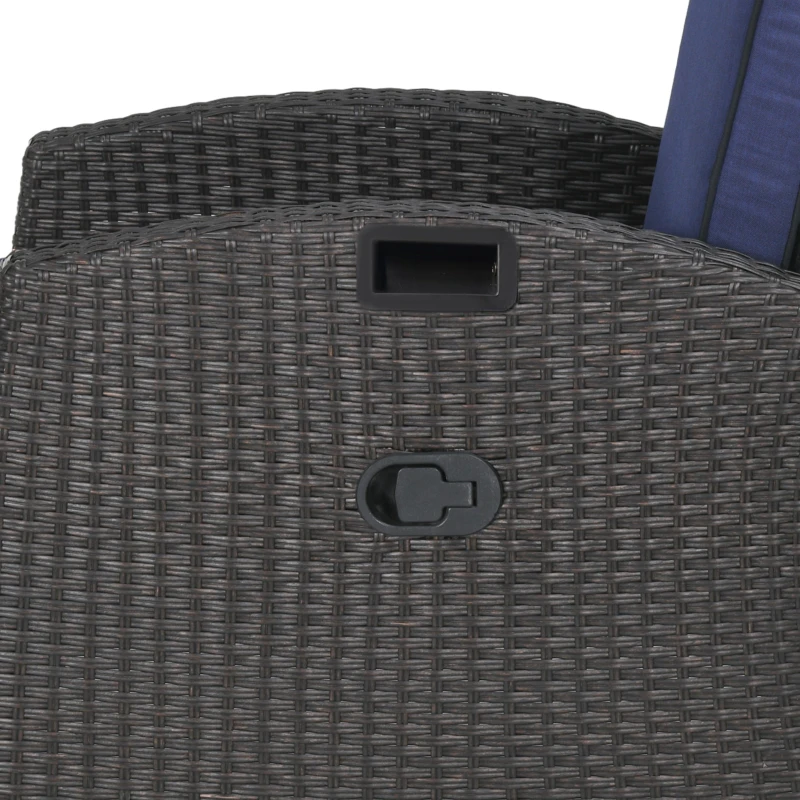 Outsunny Outdoor Recliner Chair with Adjustable Backrest, Cushion, Side Tray, Blue