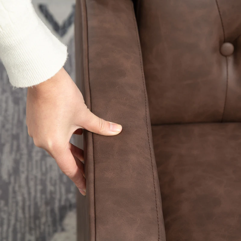 HOMCOM Faux Leather Armchair, Modern Accent Chair with Thick Padding for Living Room, Bedroom, Home Office, Brown