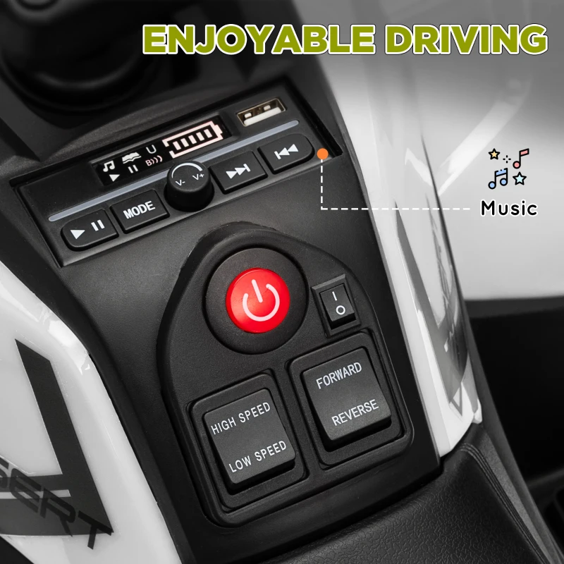 Qaba 12V Kids ATV, 4 Wheeler Quad w/ 4 Spring Suspension Wheels, LED Lights, Music USB, Green