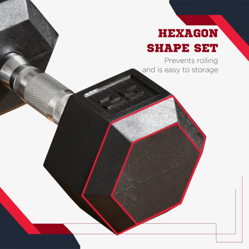 Soozier Rubber Dumbbells Weight Set, Total 50lbs, 25lbs Each, Dumbbell Hand Weight for Body Fitness Training for Home Office Gym, Black