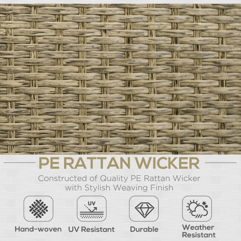 Outsunny 6 Pieces Outdoor PE Rattan Wicker Patio Furniture Sofa Set with Thick Cushions, Deluxe Garden Sectional Couch with Glass Top Table, Yellow and Navy Blue