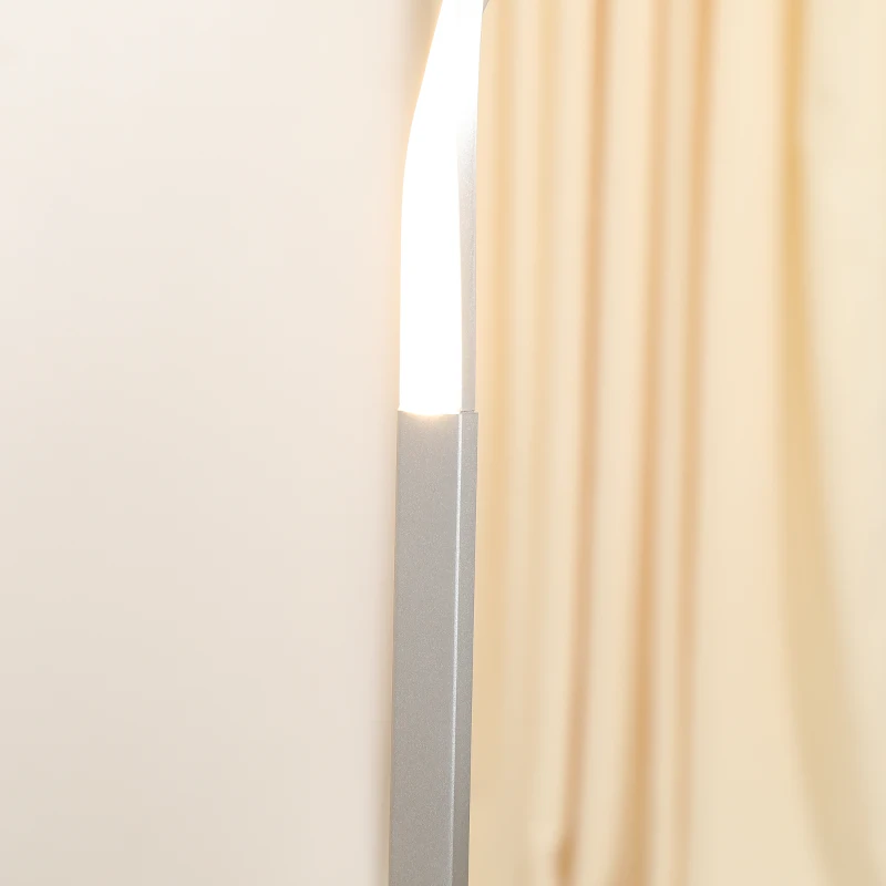 HOMCOM Modern Spiral Floor Lamp with Square Base and Foot Switch, Silver