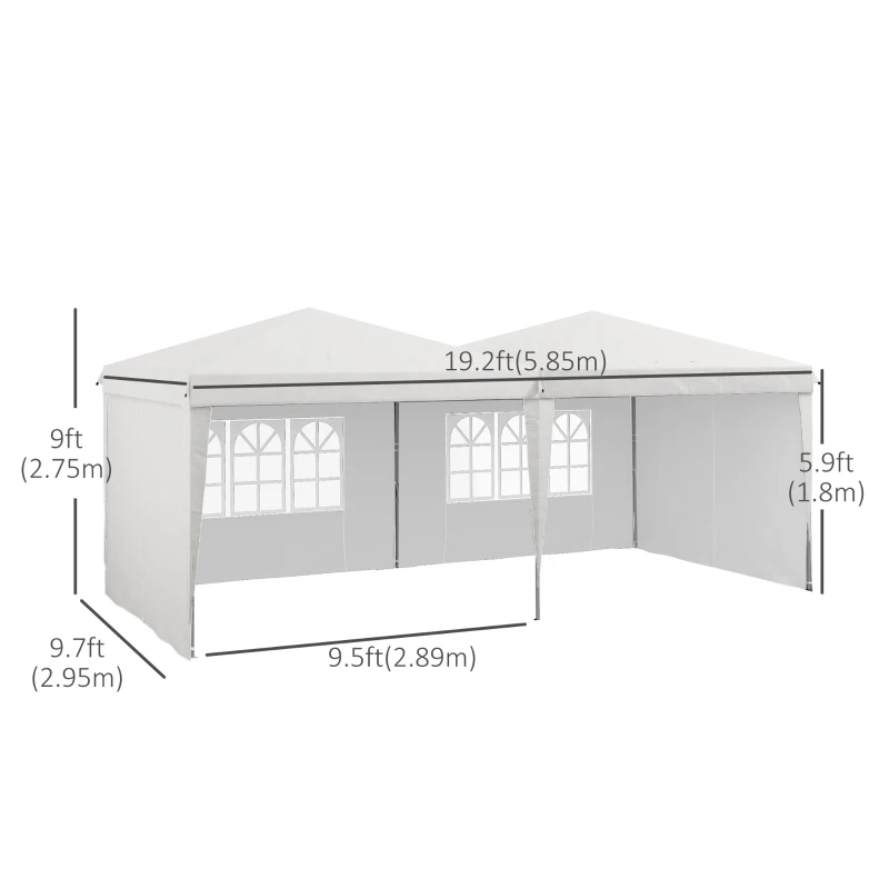Outsunny 10' x 19' Pop Up Canopy Tent, Tents for Parties, with Carry Bag and Sand Bags, Height Adjustable