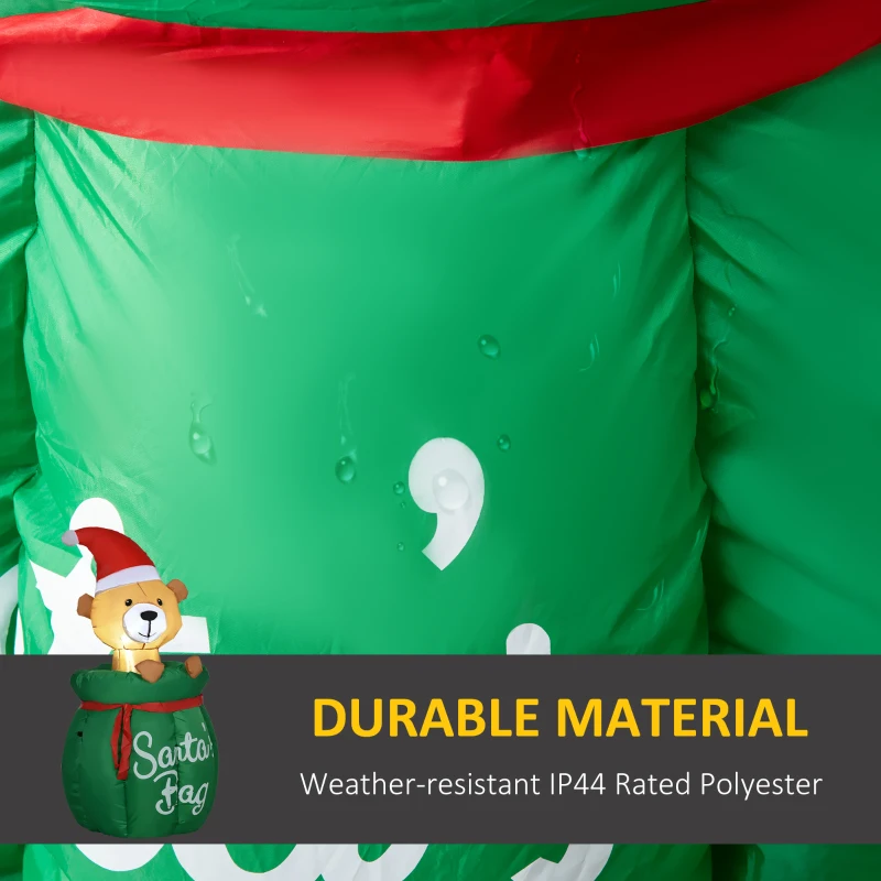 HOMCOM 4.5 ft. Christmas Inflatables Outdoor Decorations Bear In Santa Claus Toy Bag, Blow-Up Holiday Yard Christmas Decor with LED