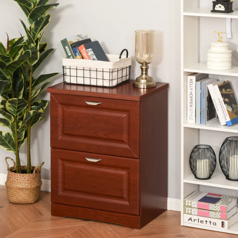 HOMCOM 2-Drawer Lateral File Cabinet Pedestal Documents Storage for Home Office, Coffee Brown