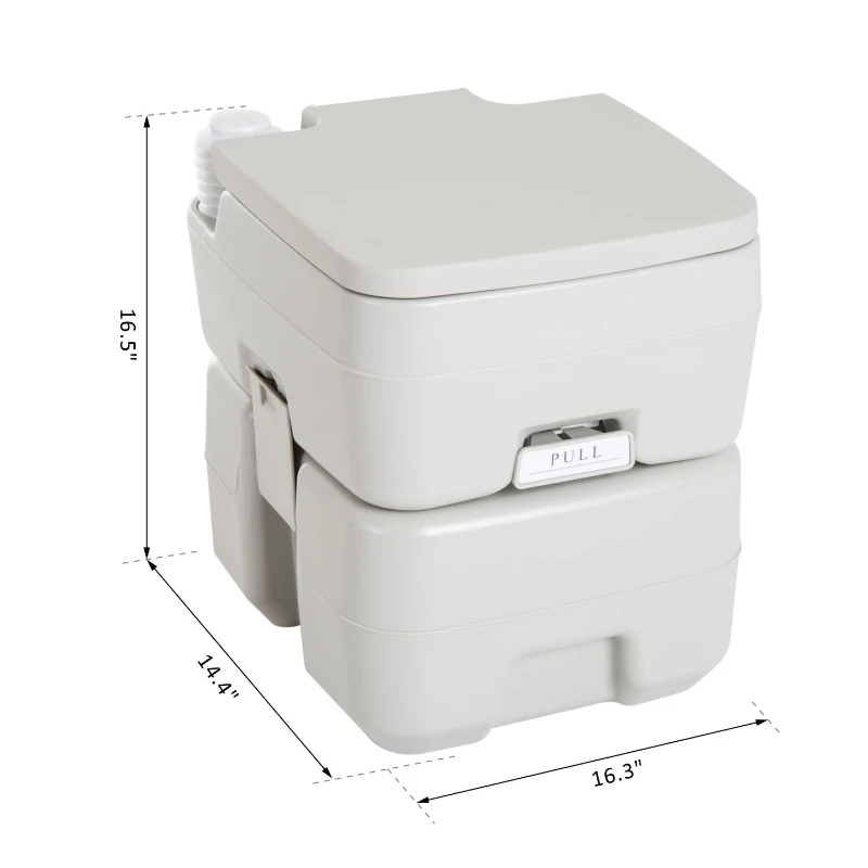 kleankin Outdoor Portable Travel Toilet Detachable Flushable Tank Easy to Use 3 Way Pistol for Camping Hiking Boating Roadtripping 5.3 Gallon (20L)