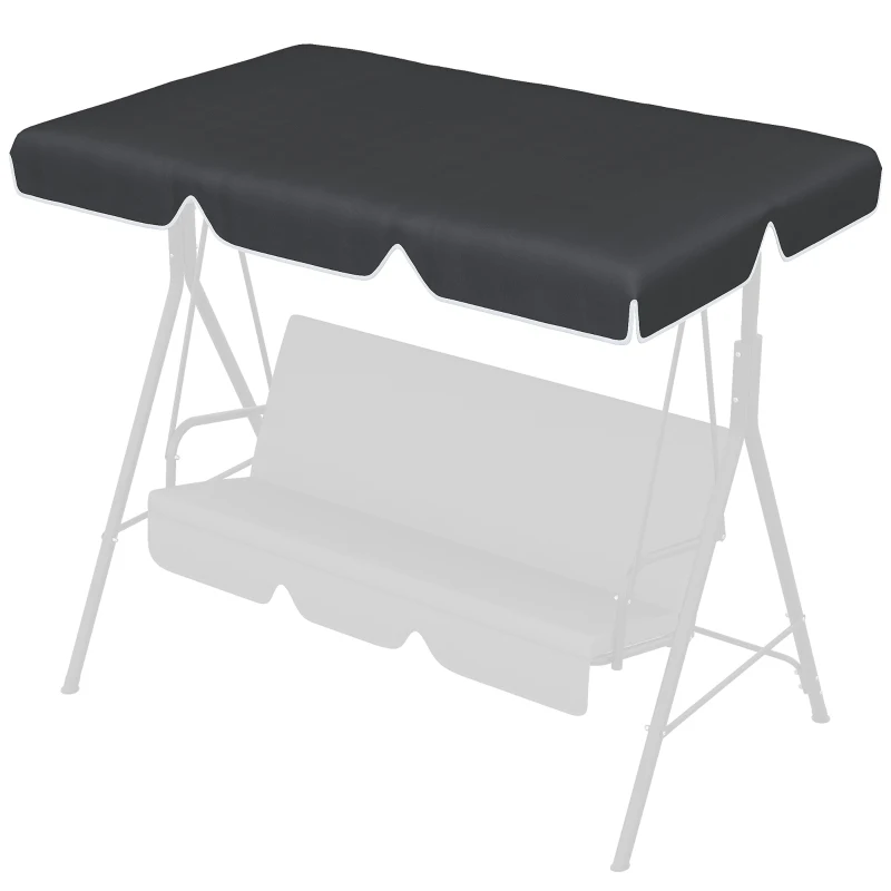 Outsunny 2/3 Seater Swing Canopy Replacement, Outdoor Swing Seat Top Cover, UV50+ Sun Shade (Canopy Only), Black