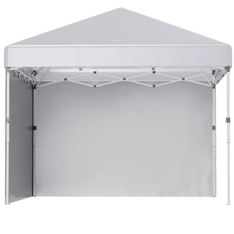 Outsunny 10' x 10' Pop Up Canopy with Sidewalls, Roller Bag, Height Adjustable Instant Tent for Outdoor, Garden, Patio, White