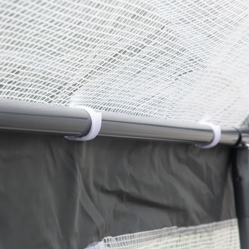 Outsunny 12' x 7' x 7' Greenhouse, Walk-in Outdoor Tunnel Green House with PE Cover, Steel Frame, 2 Roll-Up Zipper Doors & 4 Windows for Flowers, Vegetables, Tropical Plants, White/Dark Gray