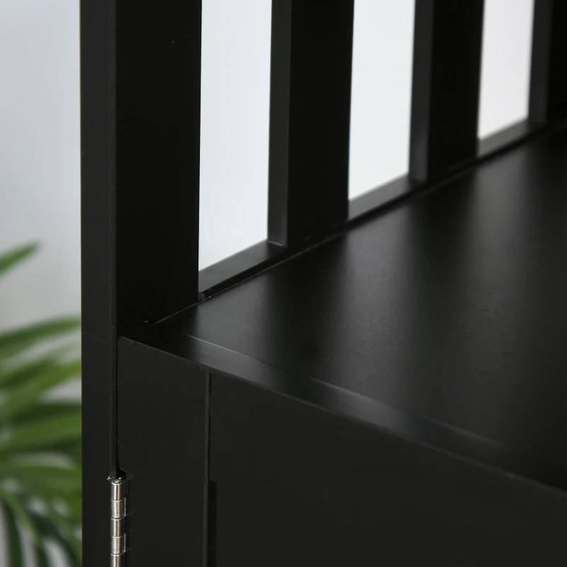 HOMCOM Kitchen Sideboard, Buffet Cabinet, Wooden Storage Console Table with 2-Level Cabinet and Open Shelf, Black