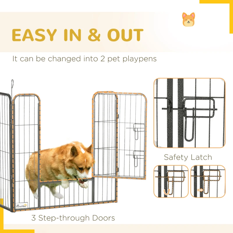 PawHut 24 Panel 31.5" Height Heavy Duty Dog Playpen for Small Medium Dogs, Grey