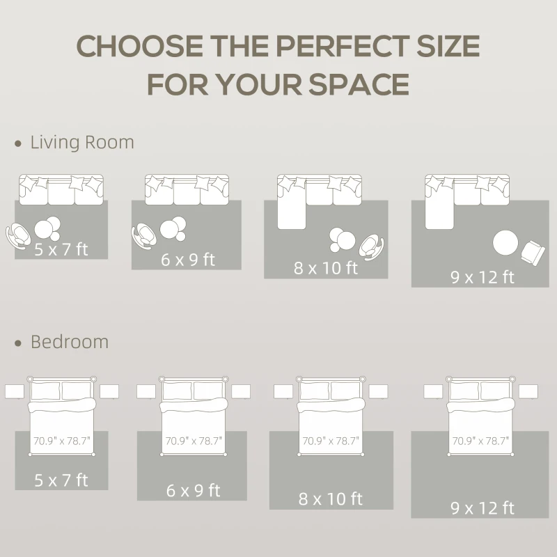 HOMCOM 8x10 Area Rug, Indoor Boho Machine Washable Carpet for Living Room, Bedroom, Dining Room, Kitchen, Blue