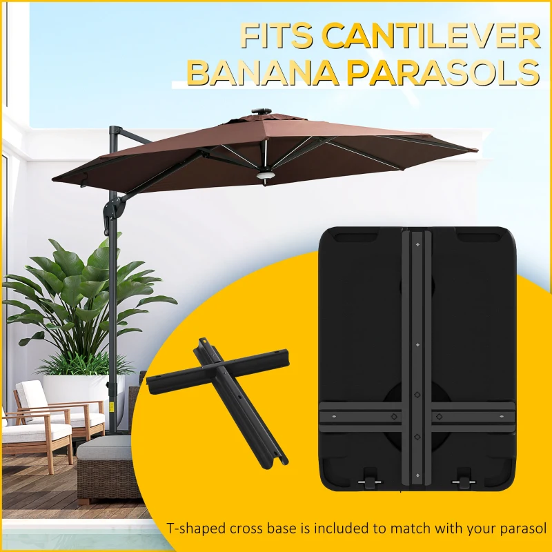 Outsunny Cantilever Patio Umbrella Base for Offset Patio Umbrella, Fillable Umbrella Holder with Wheels for Patio, Outdoor
