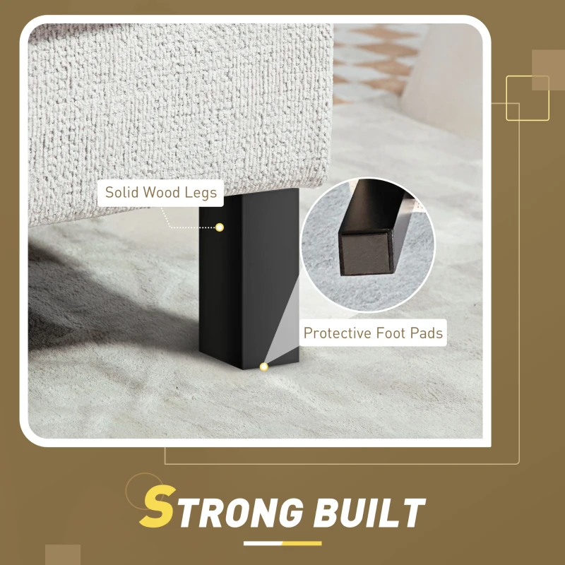 HOMCOM Ottoman Module for Modular Sectional Sofa, Upholstered Footrest with Wood Legs and Pocket Spring, Cream White