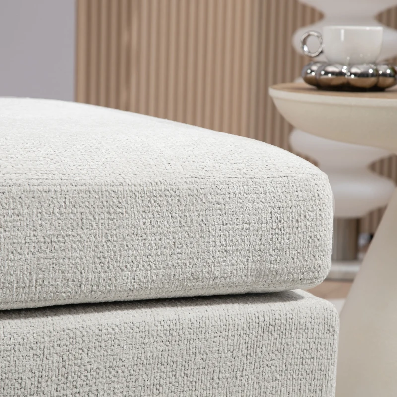 HOMCOM Ottoman Module for Modular Sectional Sofa, Upholstered Footrest with Wood Legs and Pocket Spring, Cream White