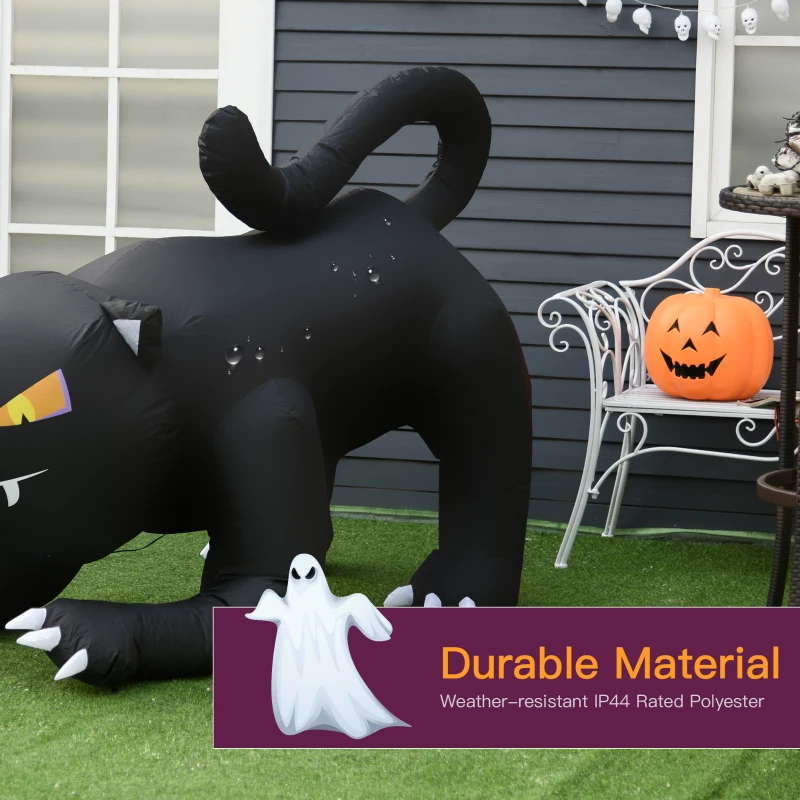 HOMCOM 4Ft Tall Halloween Inflatable Black Cat Airblown Outdoor Yard Decoration Holiday Garden Decor