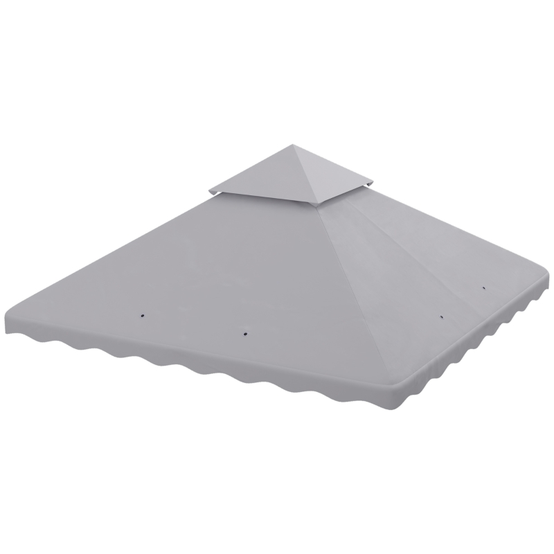 Outsunny 10' x 10' Gazebo Replacement Canopy Cover, 2 Tier Gazebo Roof Replacement TOP ONLY, Light Grey