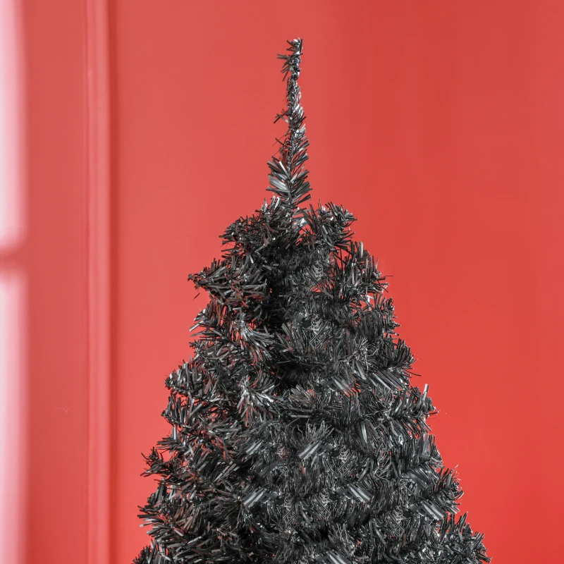 HOMCOM 6FT Pencil Christmas Tree, Artificial Christmas Tree with Automatic Open for Home Party, Black