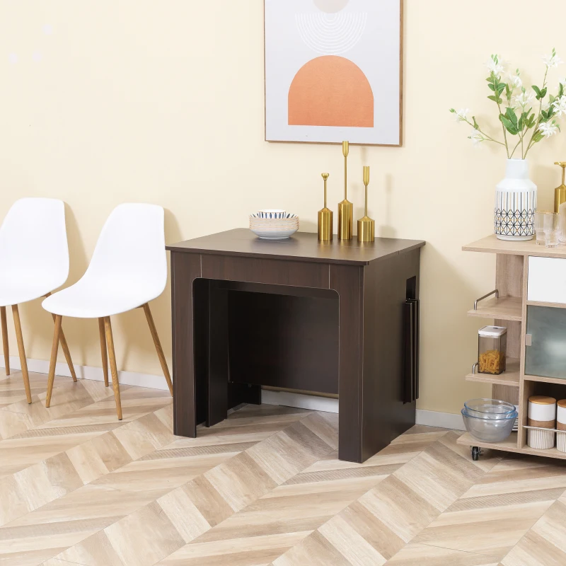 HOMCOM Extendable Dining Table, Expandable Kitchen Table for Small Spaces, Seats up to 6 People, Dark Brown