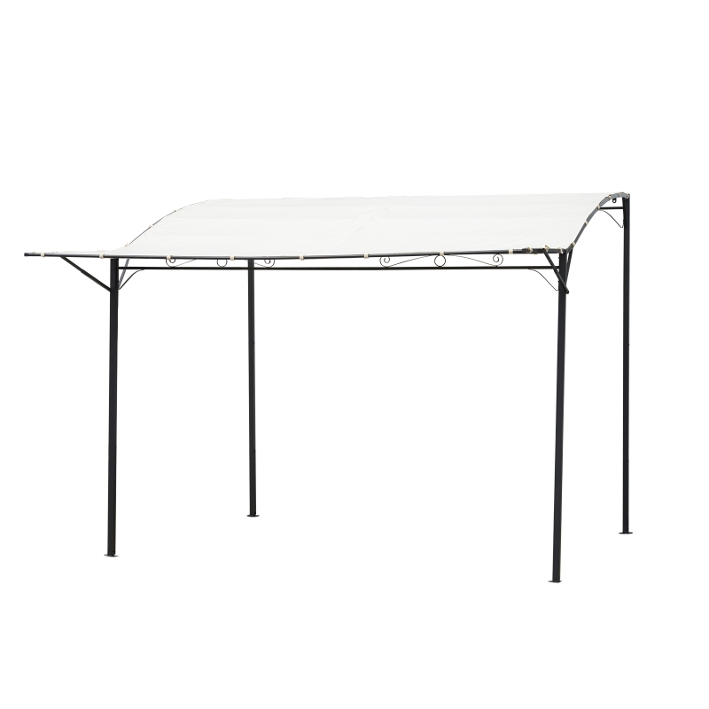 Outsunny 10' x 8' Outdoor Pergola and Patio Gazebo, Extendable Side Awning, Sun Shade Shelter for Garden, Camper, Deck, Doors and Windows, Beige