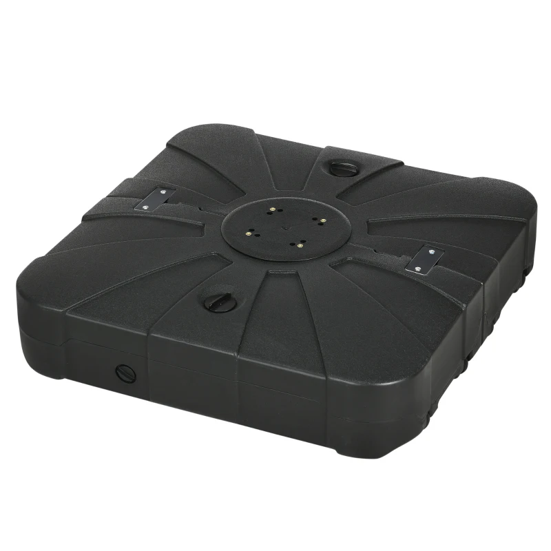 Outsunny Fillable Cantilever Patio Umbrella Base with Wheels, Heavy-duty Offset Umbrella Weights with Spouts and Cross Base, 285lbs Sand or 220lbs Water Filled, Black