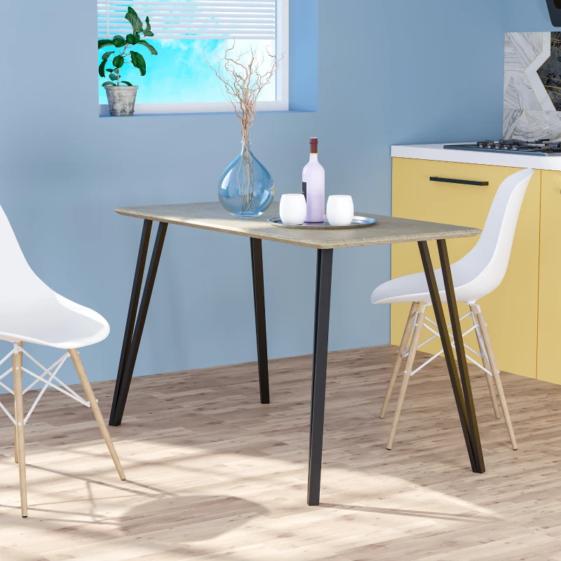 HOMCOM Rustic Rectangular Dining Table Kitchen Table with Metal Hairpin Legs for Dining Room, or Living Room 47.25" x 23.5" x 29.5", Natural