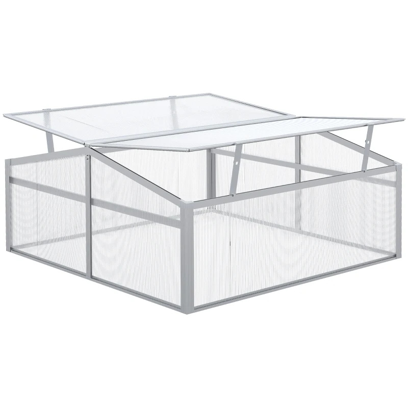 Outsunny 39" Aluminum Vented Cold Frame Mini Greenhouse Kit with Adjustable Roof, Polycarbonate Panels, & Strong Design