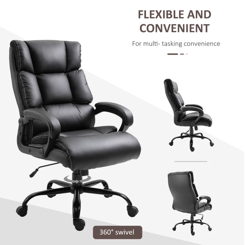 Vinsetto Ergonomic Heavy-Duty Office Chair with Adjustable Height, PU Leather, Rocker, 360° Swivel, 400lbs Capacity, Black