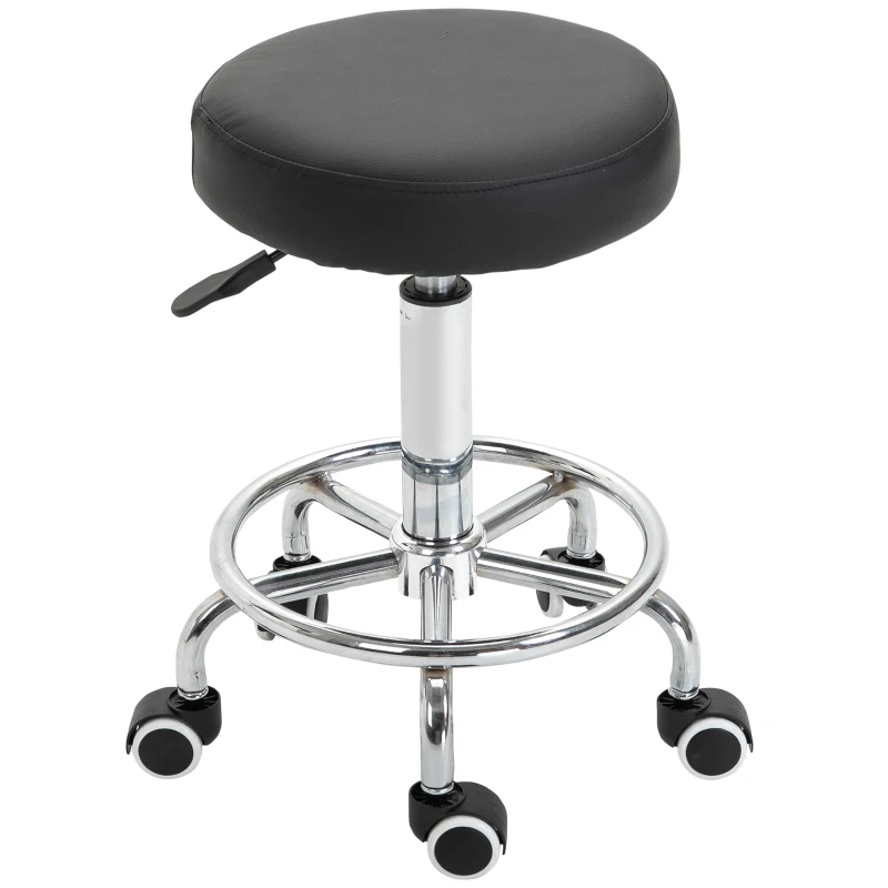 Vinsetto Adjustable Swivel Salon Stool Hydraulic PU Barber Rolling Massage Tattoo Chair Bar Beauty SPA Seat Black