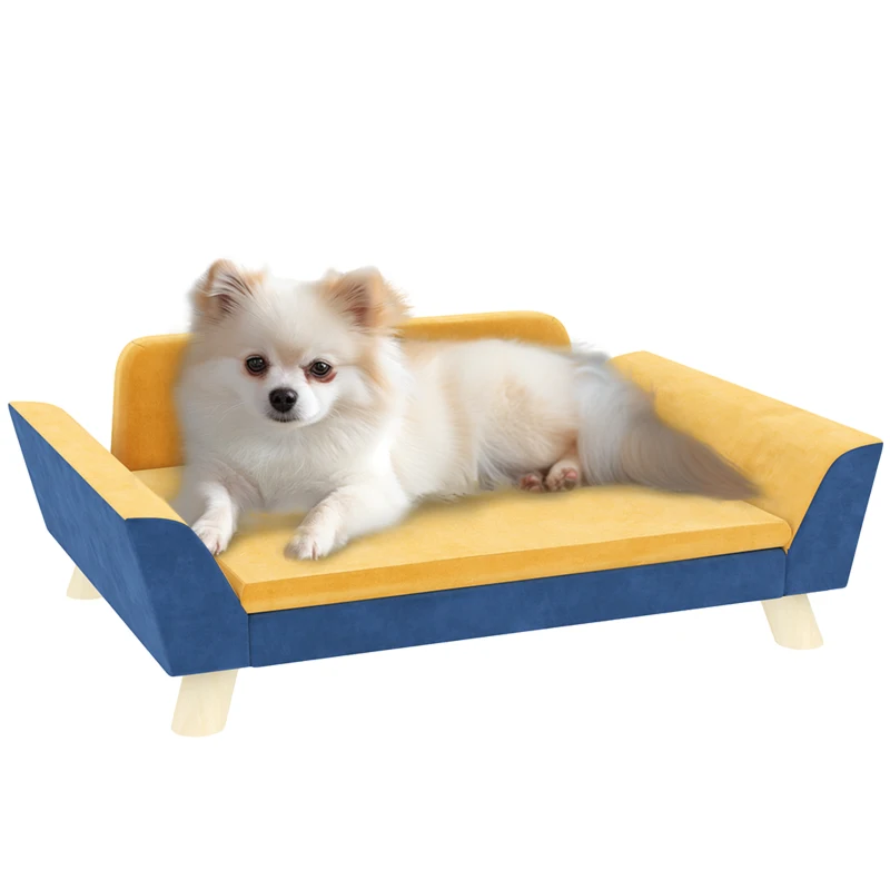 PawHut Dog Sofa Bed for Small Dogs with Soft Cushion, Washable Cover & Non-Slip Foot Pads, Orange