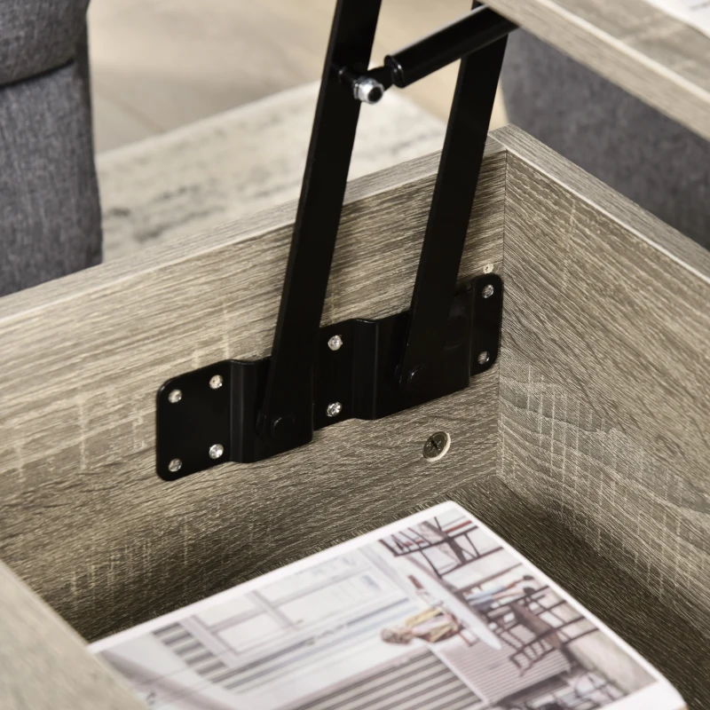 HOMCOM Modern Lift Top Coffee Table with Hidden Storage Compartment and Metal Frame, Convertible Console Tea Desk for Living Room, Grey