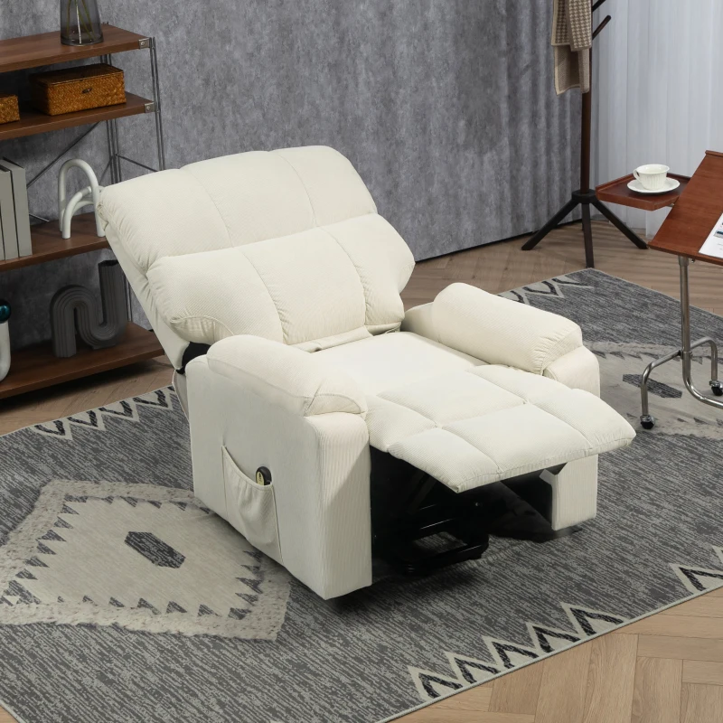 HOMCOM Lift Chair for Seniors, Microfibre Upholstered Power Recliner Chair with Remote, Quick Assembly, Cream White