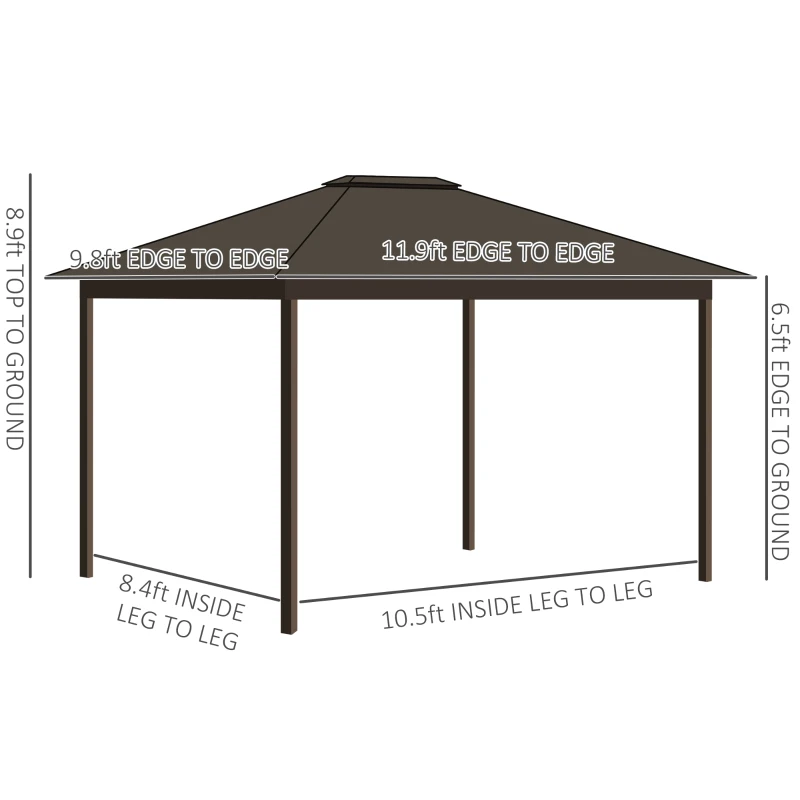 Outsunny 10' x 12' Outdoor Hardtop Gazebo Metal Roof Patio Gazebo with Aluminum Frame, Mesh Nettings, Beige