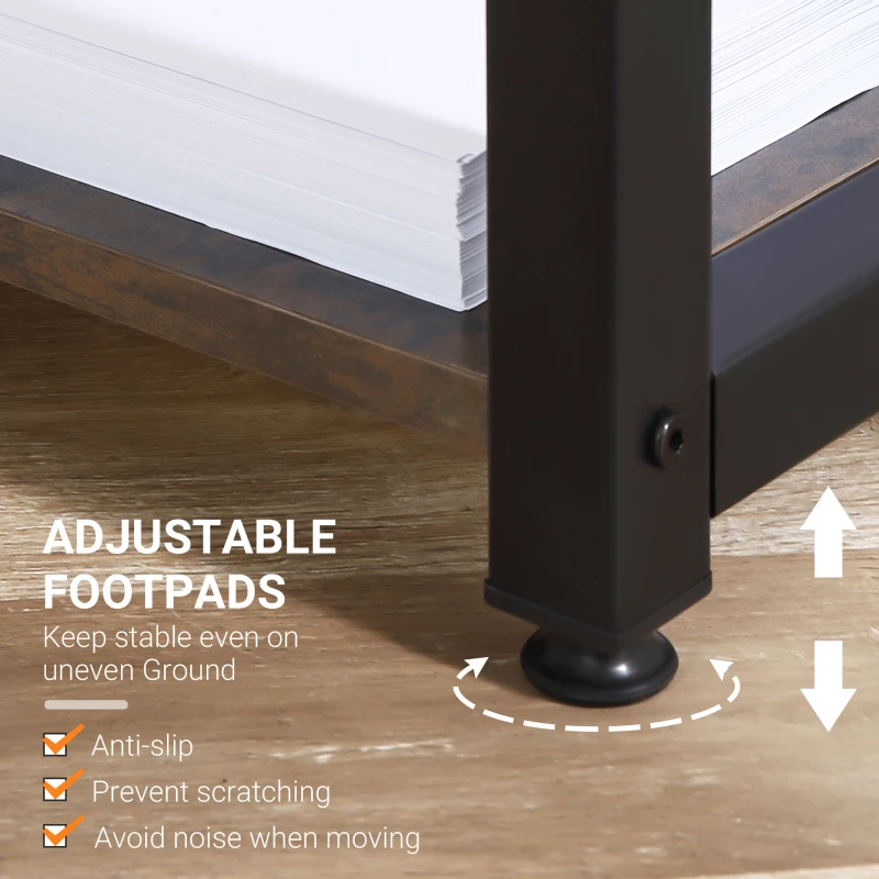 HOMCOM L-Shaped Computer Desk Home Office Corner Desk Study Workstation Table with 2 Shelves, Steel Frame, Charcoal Grey