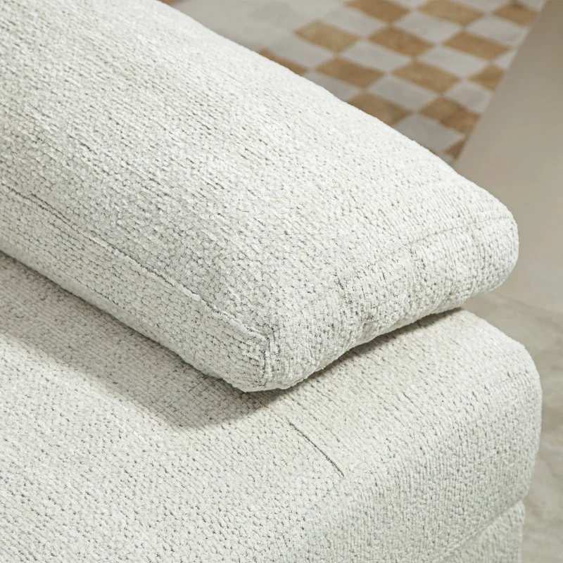 HOMCOM Right Side Module for Modular Sectional Sofa, Upholstered Armchair with Wood Legs and Pocket Spring, Cream White