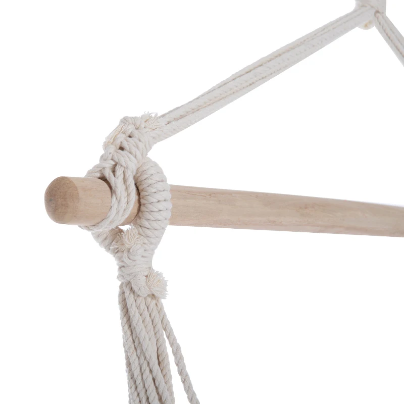 Outsunny Patio Hanging Hammock Chair, Porch Camping Hammock Swing Seat with Spreader Bar for Outdoor Garden Yard (Yellow, Red, Brown, Cotton)